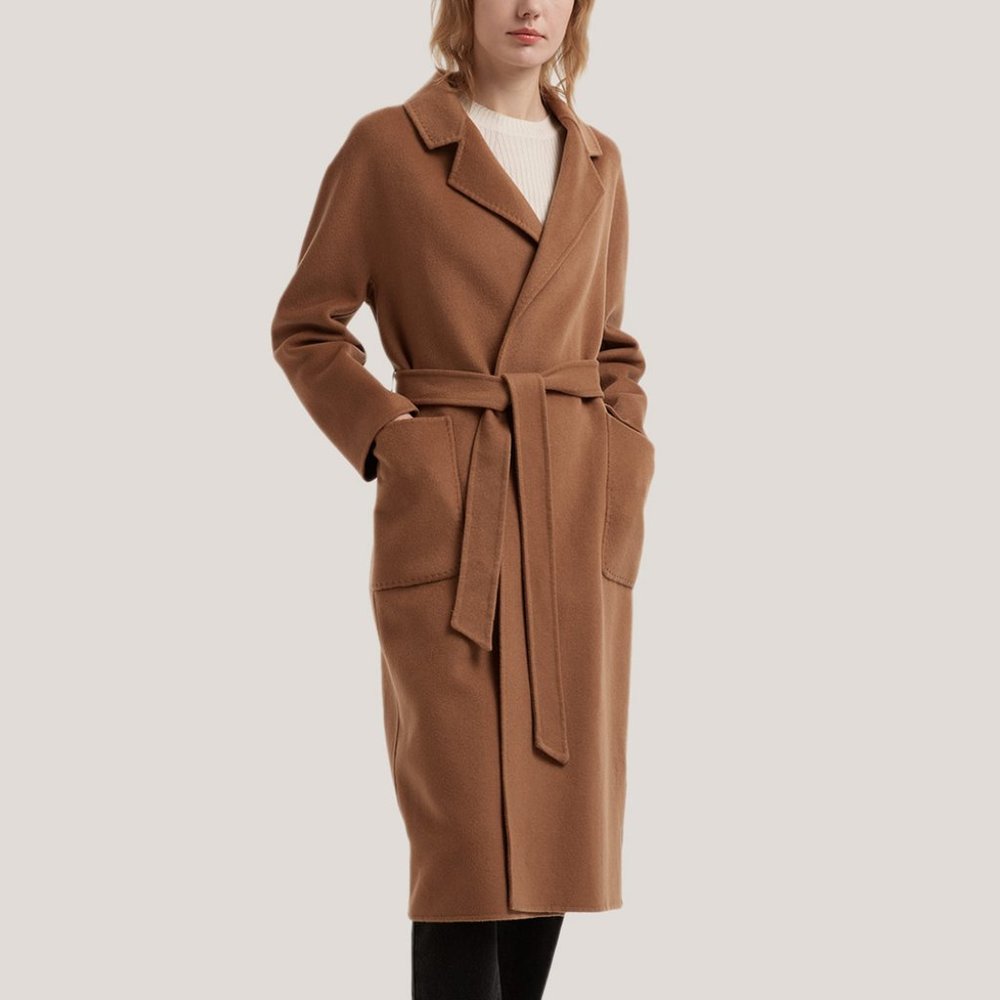 COPY - Belted Waist 100% Wool Long Coat